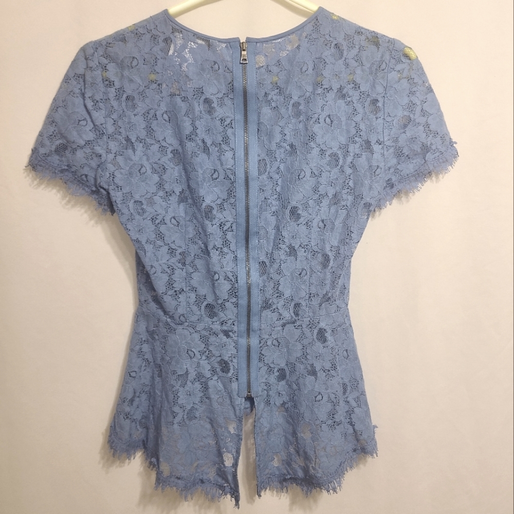 BCBG Maxazria Blue Lace Blouse - Picture 3 of 3